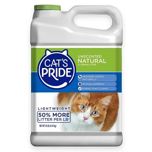 Cat's Pride Lightweight Natural litter jug, offering 50% more litter per pound