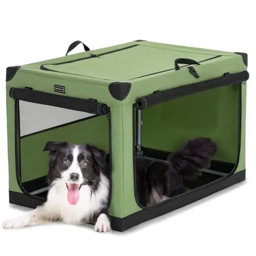 PETSFIT soft portable dog crate with spiral frame and mesh doors