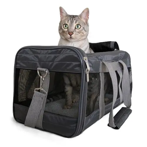 Sherpa charcoal gray deluxe soft-sided pet carrier with spring wire frame