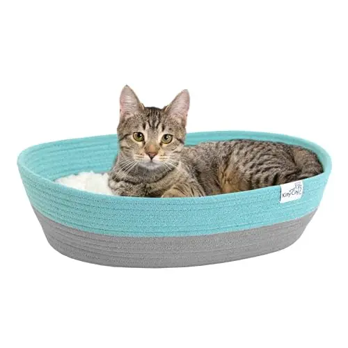 Kitty City Cat Bed in Teal and Gray
