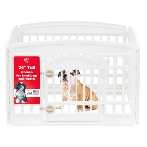 IRIS USA white plastic dog playpen with door