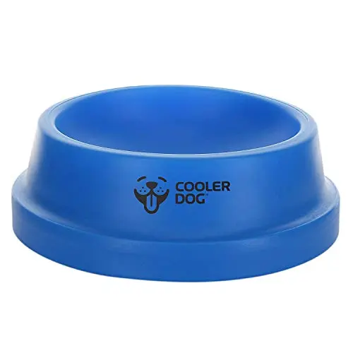 CoolerDog freezable blue plastic dog bowl with gel core