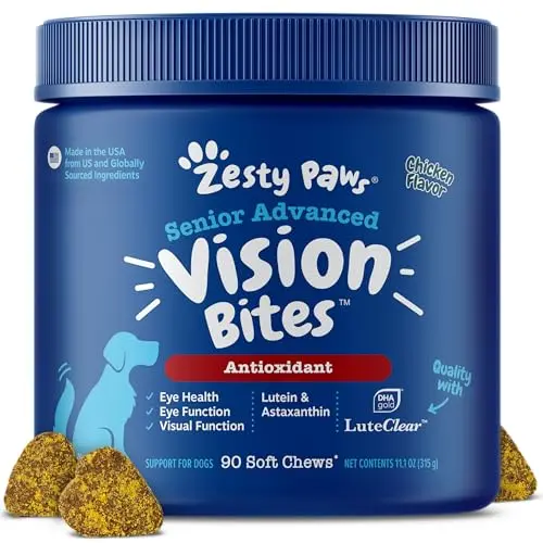 Zesty Paws Eye Supplement soft chews with chicken flavor for vision and immune support