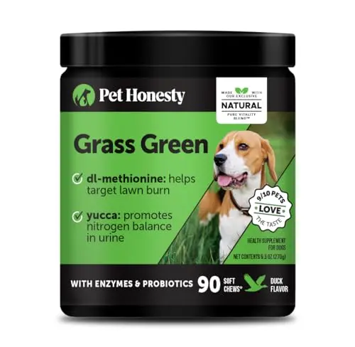 Pet Honesty Grass Green dog chews in a duck flavor for lawn burn