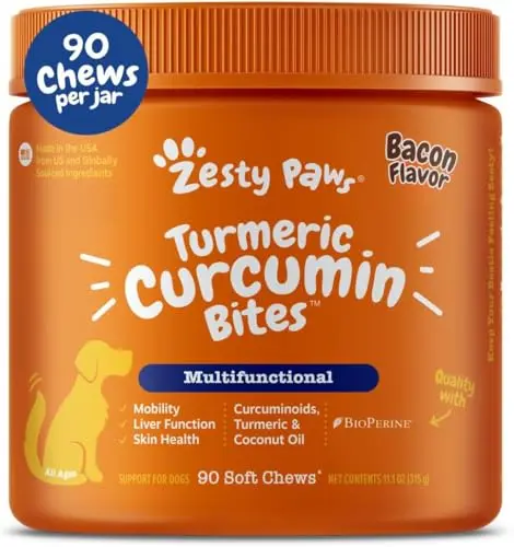 Zesty Paws turmeric curcumin soft chews for dogs with coconut oil