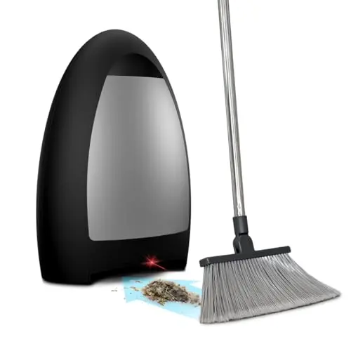 EyeVac Home matte black touchless vacuum dustpan in a kitchen