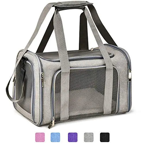 Henkelion grey collapsible soft-sided cat carrier