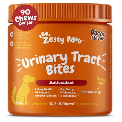 Zesty Paws cranberry supplement soft chews for dog urinary tract and bladder control