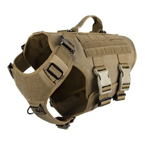 ICEFANG GN3 Coyote Brown tactical dog vest with 6 buckles and extensive MOLLE