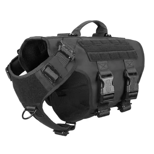 ICEFANG GN3 tactical dog harness in black with multiple clips