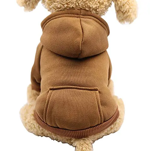 Jecikelon coffee-colored dog hoodie with pockets for small dogs