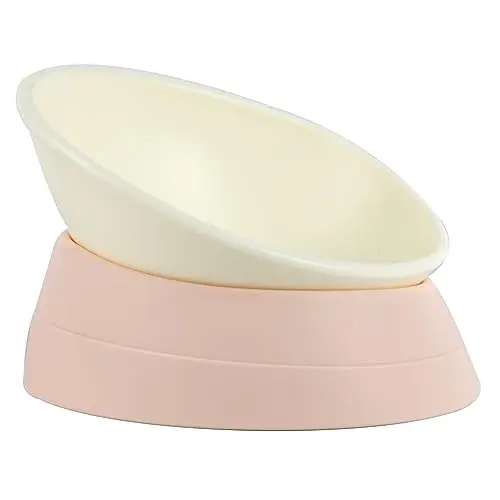 JWPC light pink tilted bulldog bowl with a detachable base