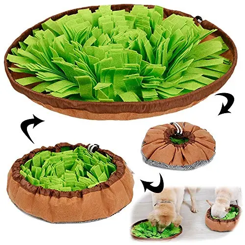 AWOOF green snuffle mat with leaf pattern