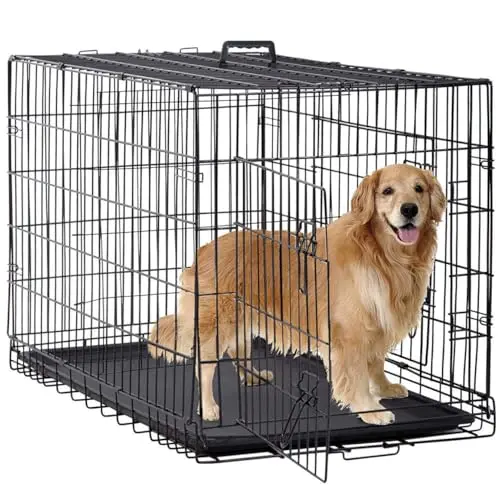BestPet 48-inch foldable metal dog kennel with double doors