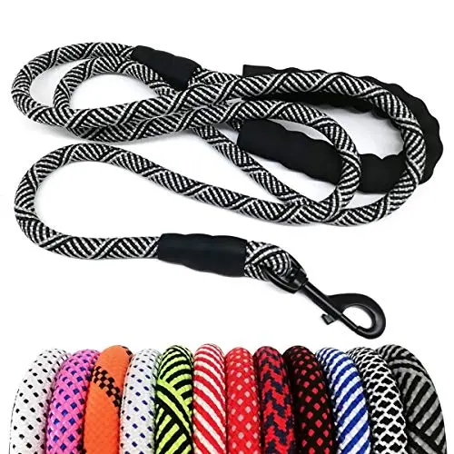 MayPaw black nylon rope dog leash with padded handle and multiple length options