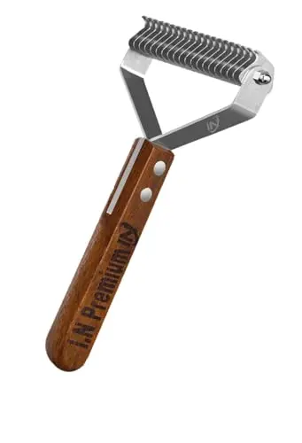 I.N Premium double-sided undercoat rake with sapele wood handle