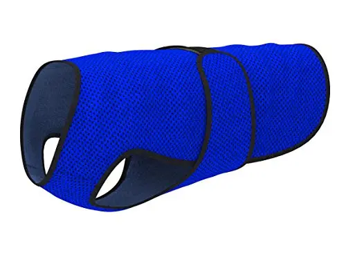 DOGZSTUFF dark blue dog cooling vest made of soft microfiber fabric
