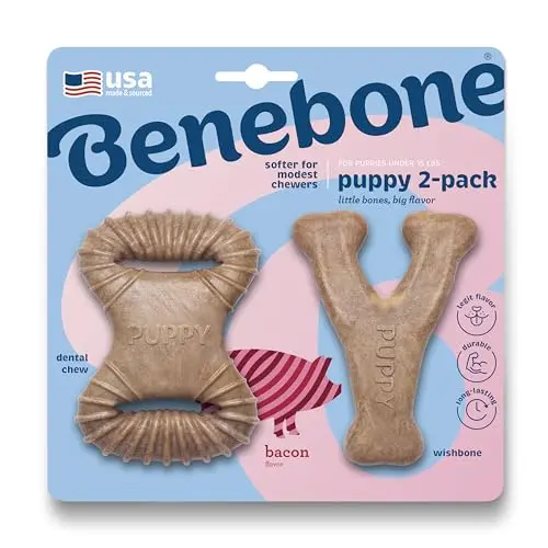 Benebone Puppy 2-Pack wishbone shaped chew toys