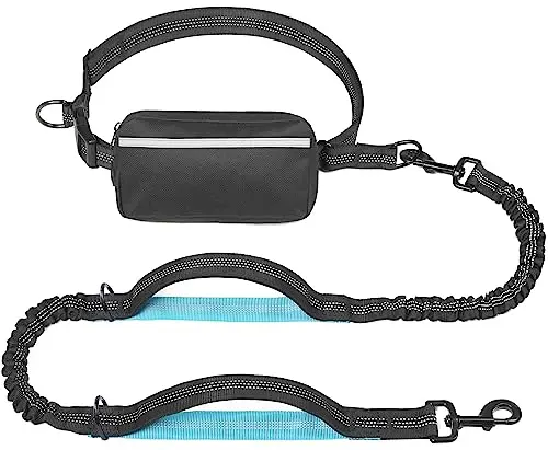 iYoShop hands free dog leash with bungee shock absorber and removable zipper pouch