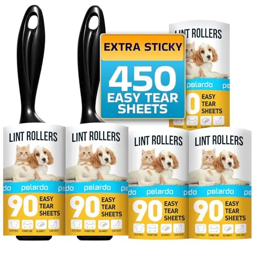 Polardo 5-pack lint rollers for pet hair in white
