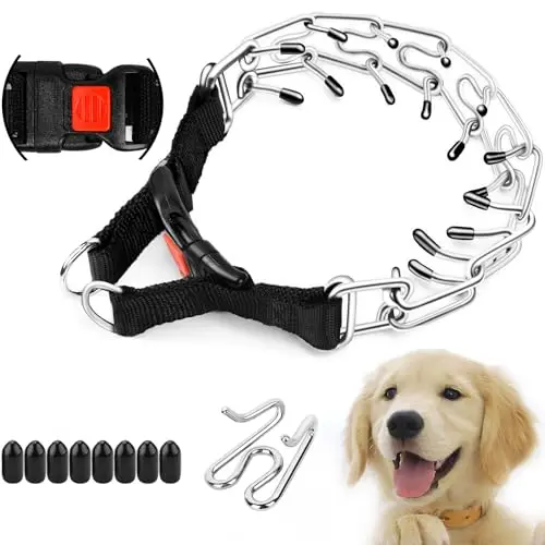 Supet adjustable dog pinch collar with quick-release buckle