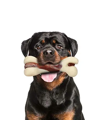 Tikaton white and red bone-shaped nylon dog chew toy