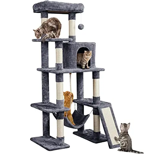 Yaheetech 63-inch cat tree with hammock, condo, and dangling ball toy