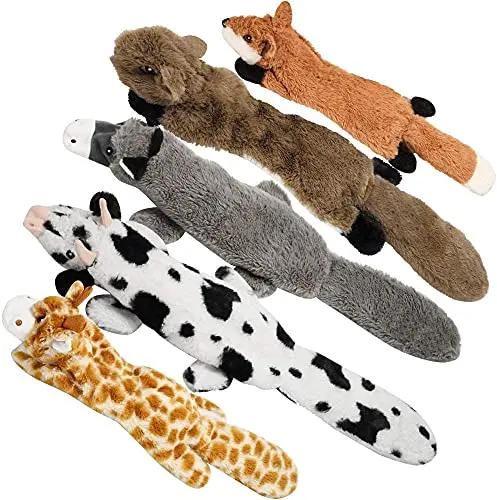 Nocciola 5-pack no-stuffing plush dog toys with squeakers, suitable for small to large dogs