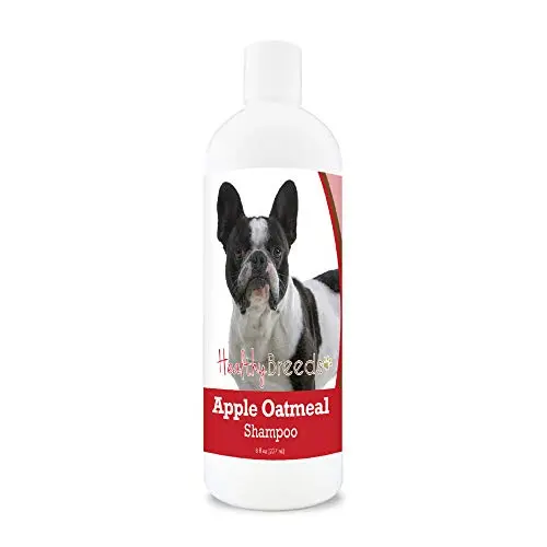 Healthy Breeds apple oatmeal dog shampoo bottle for French Bulldogs