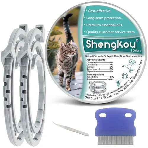 ShengKou natural flea collar for cats showing adjustable design