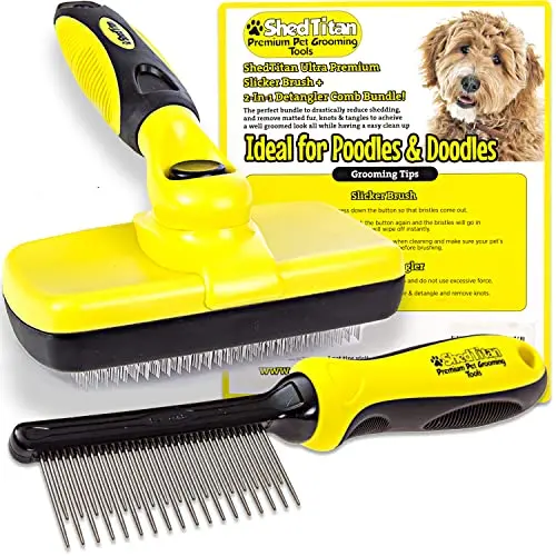ShedTitan self-cleaning doodle brush and detangler comb kit