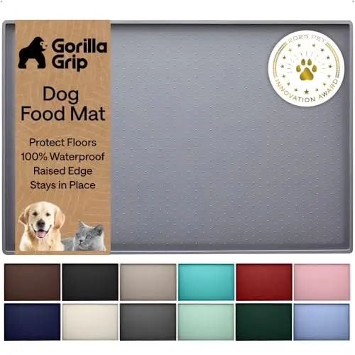 Award-winning waterproof silicone pet feeding mat with raised edges