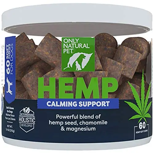 Only Natural Pet Hemp calming chews for dogs with L-Theanine and chamomile