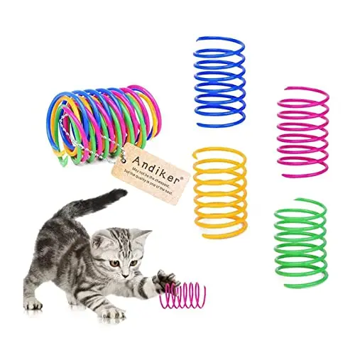Andiker multicolor plastic spiral spring toys for cats on a floor