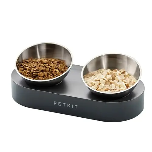 PETKIT adjustable-angle elevated stainless steel bowls for cats and small dogs in black