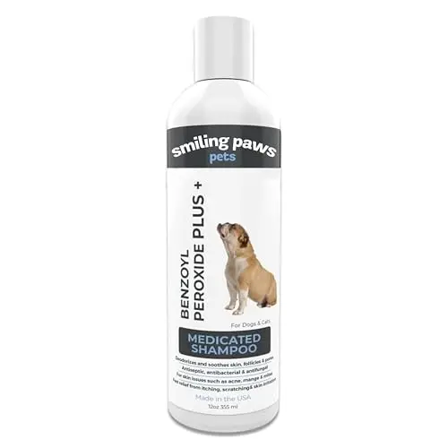 Smiling Paws Pets medicated itch relief shampoo with benzoyl peroxide for dogs and cats