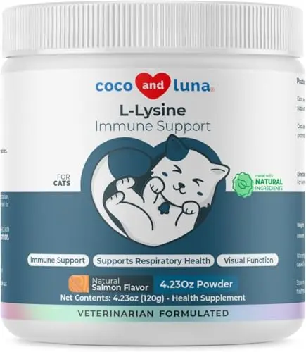 Coco and Luna L-Lysine powder supplement with salmon flavor for cat immune support