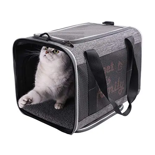 PETISFAM soft-sided cat carrier with zippered privacy flaps and mesh windows