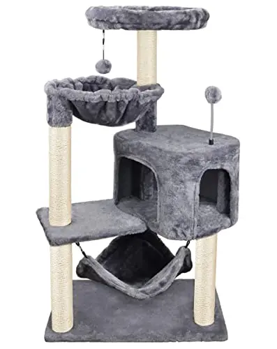 YUNIQUE grey cat tree with large hammock and condo