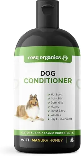 ResQ Organics hypoallergenic dog coat conditioner with aloe and manuka honey