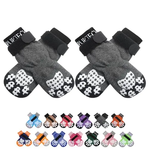 PUPTECK grey anti-slip dog socks with grips