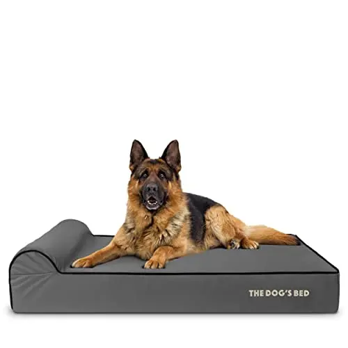 The Dogs Bed grey extra large orthopedic dog bed with a headrest and oxford fabric