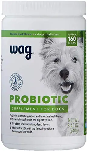 Wag probiotic chews for dogs in a bottle