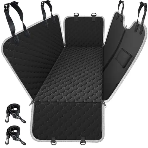 Mancro waterproof dog car seat hammock with side flaps installed in a sedan