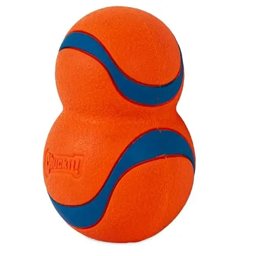 Chuckit! Ultra Tumbler, a rubber toy that bounces and tumbles erratically on the ground for dogs to chase