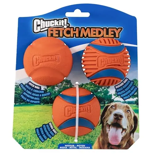 Chuckit! Dog Balls Medley, a set of three high-bounce rubber balls for dogs