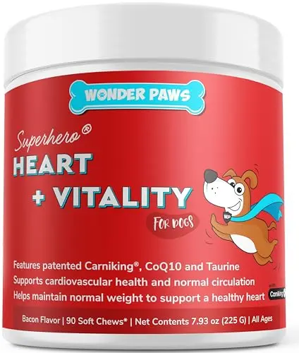 Wonder Paws Cardio Support bacon flavored chews for dogs