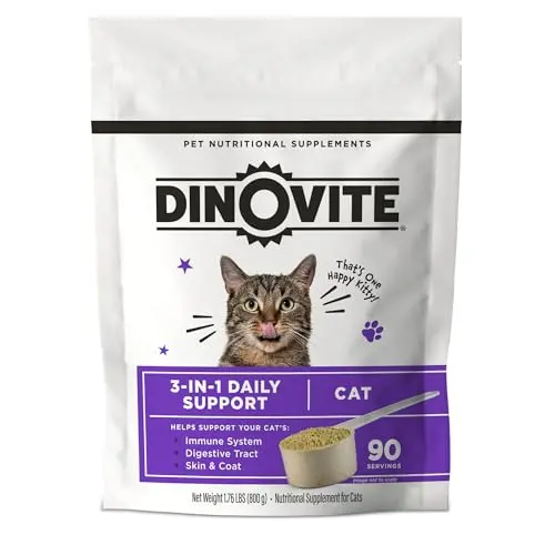 Dinovite for Cats supplement powder in a large bag