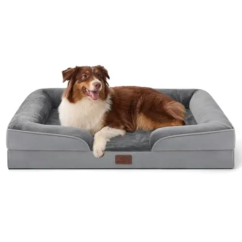 Bedsure standard grey orthopedic dog bed with egg-crate foam and four-sided bolster