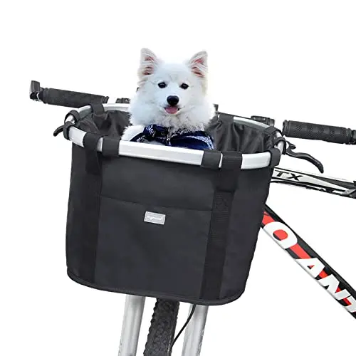 RAYMACE black folding detachable bicycle handlebar basket